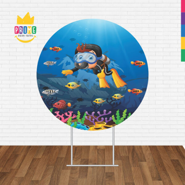 Painel Redondo 3D Mergulhador Aventureiro Tecido Sublimado - Image 2