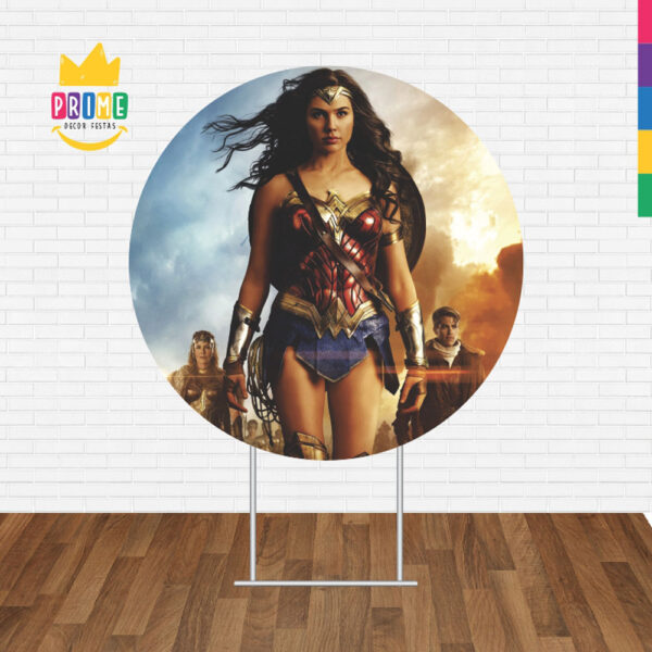 Painel Redondo 3D Mulher Maravilha Tecido Sublimado - Image 2