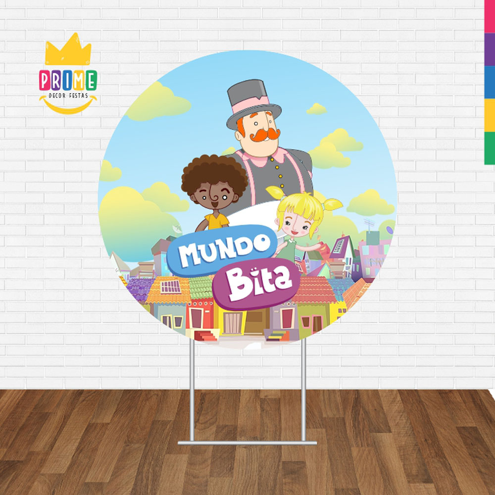 Painel Redondo 3D Mundo Bita Tecido Sublimado - Imagem 2