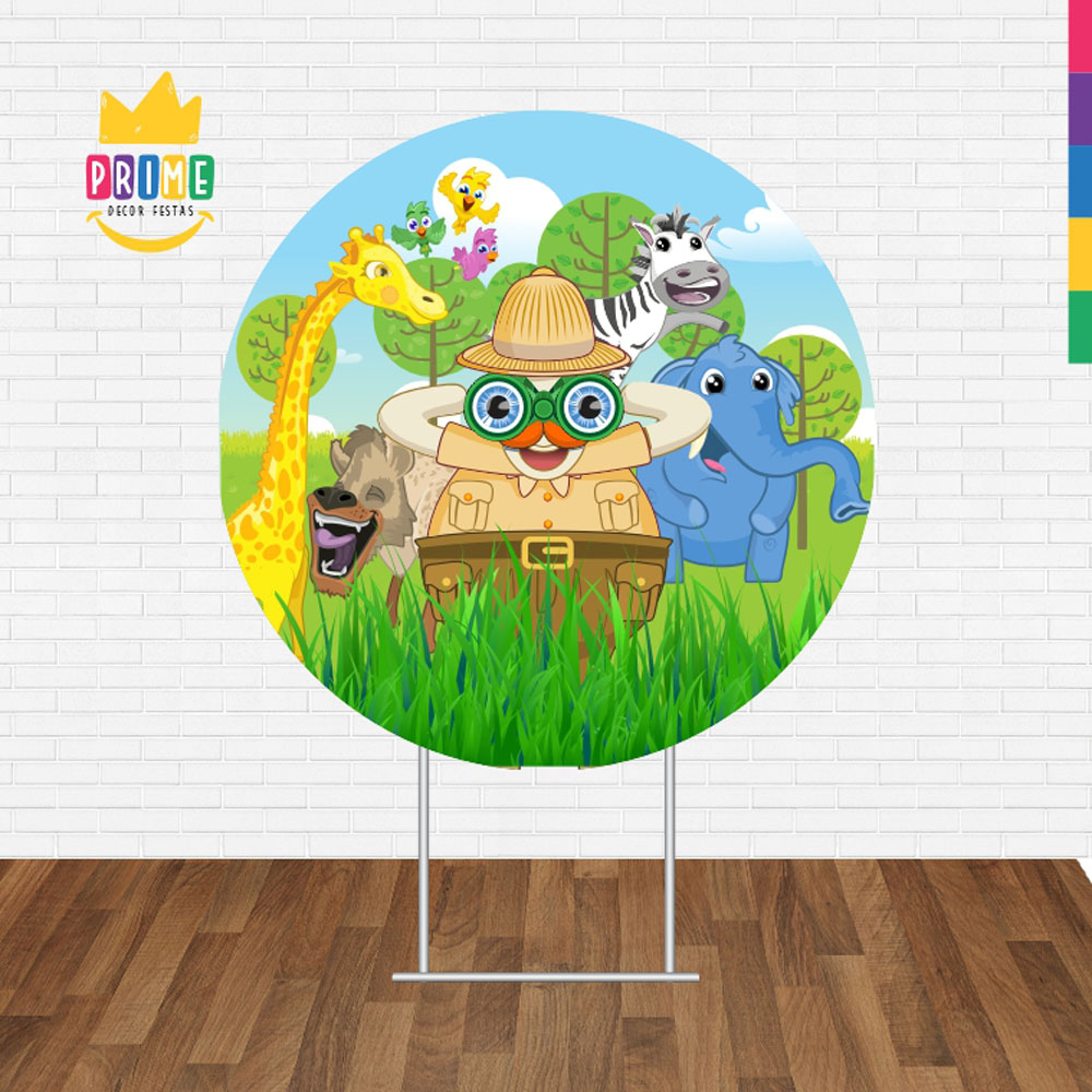 Painel Redondo 3D Mundo Bita Safari Tecido Sublimado - Imagem 2