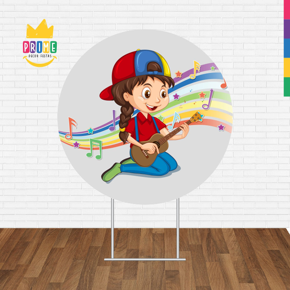 Painel Redondo 3D Musica Tecido Sublimado - Imagem 2