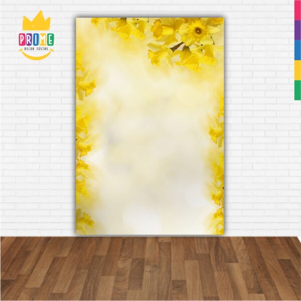 Painel de Festa Retangular 3D Floral Amarelo Casadinho 1,50m x 2,20m - Image 2