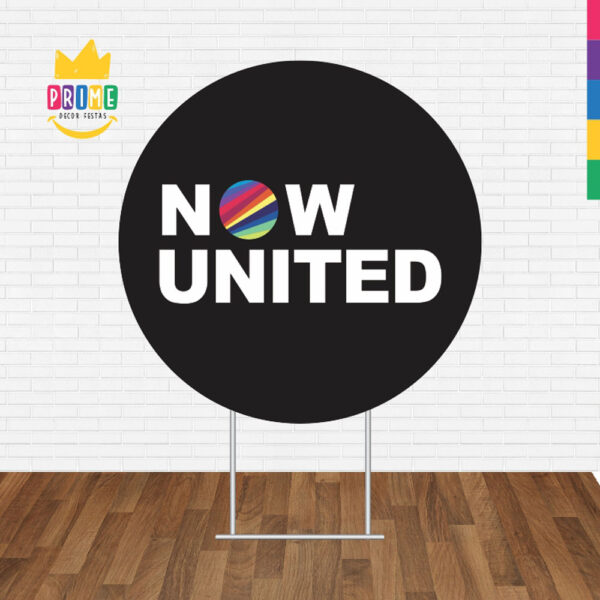Painel Redondo 3D Now United Preto Tecido Sublimado - Image 2