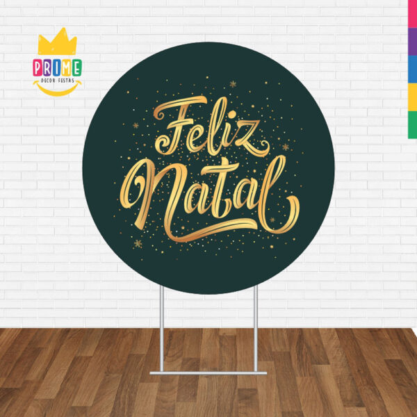 Painel Redondo 3D Feliz Natal Verde Tecido Sublimado - Image 2