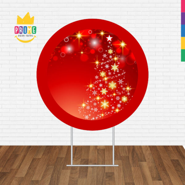 Painel Redondo 3D Feliz Natal Vermelho Tecido Sublimado - Image 2
