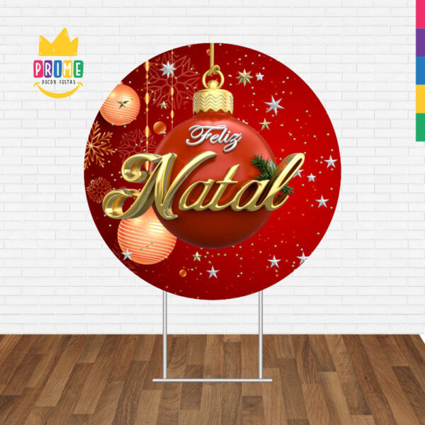 Painel Redondo 3D Feliz Natal Tecido Sublimado - Image 2