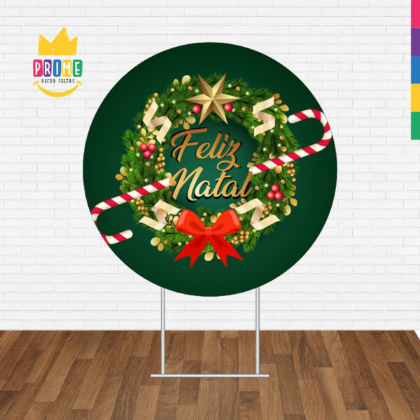 Painel Redondo 3D Feliz Natal Tecido Sublimado - Image 2