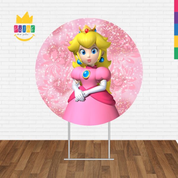 Painel Redondo 3D Princesa Peach Tecido Sublimado - Image 2
