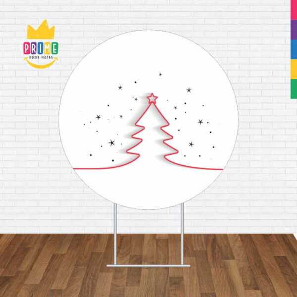 Painel Redondo 3D Feliz Natal Branco Tecido Sublimado - Image 2