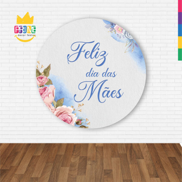 Painel Redondo 3D Dia das Mães Azul Abre Fácil Em Tecido - Image 2