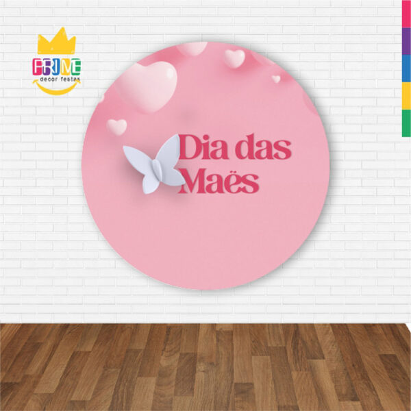 Painel Redondo 3D Dia das Mães Rosa  Abre Fácil Em Tecido - Image 2