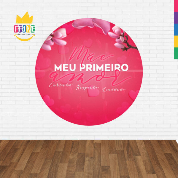 Painel Redondo 3D Dia das Mães Vermelho Abre Fácil Em Tecido - Image 2