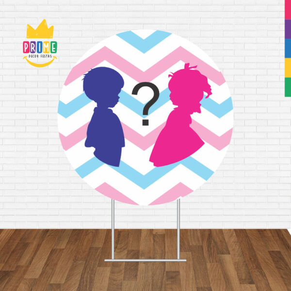 Painel Redondo 3D Chá Revelação Menino ou Menina Tecido Sublimado - Image 2