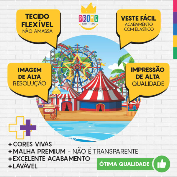 Painel Redondo 3D Parque de Diversão Tecido Sublimado - Image 3