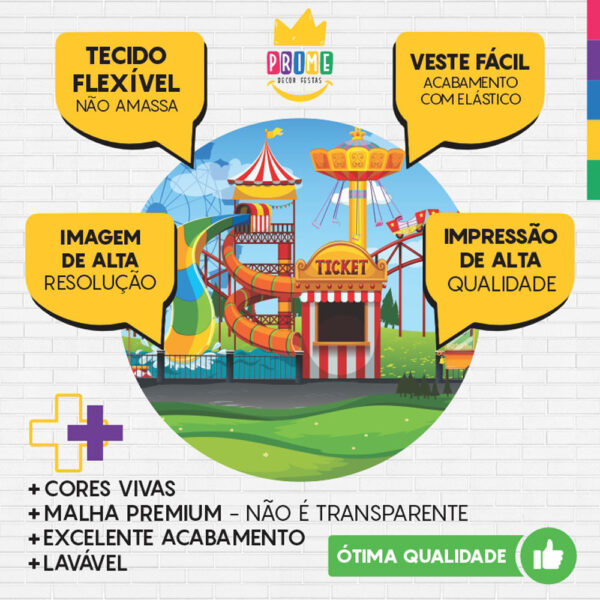 Painel Redondo 3D Parque de Diversão Tecido Sublimado - Image 3