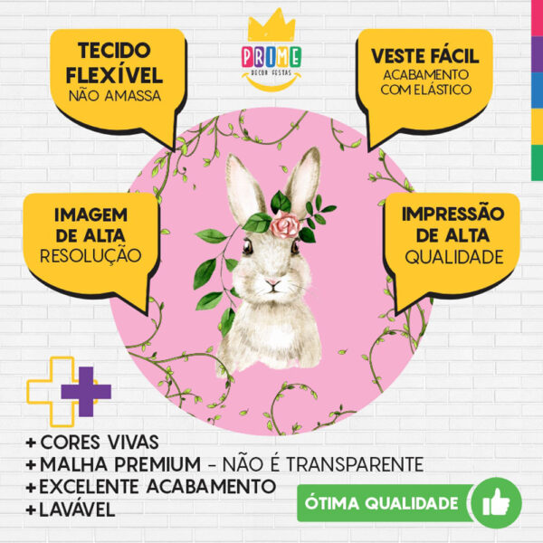 Painel Redondo 3D Páscoa Rosa Tecido Sublimado - Image 3