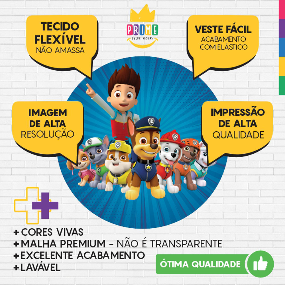 Painel Redondo 3D Patrulha Canina Tecido Sublimado - Imagem 3