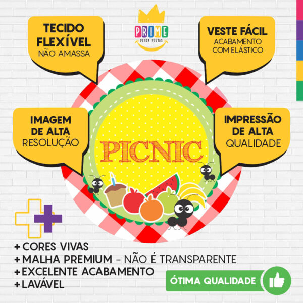 Painel Redondo 3D Picnic Tecido Sublimado - Image 3