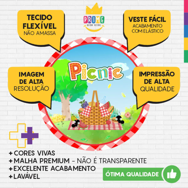 Painel Redondo 3D Picnic Tecido Sublimado - Image 3