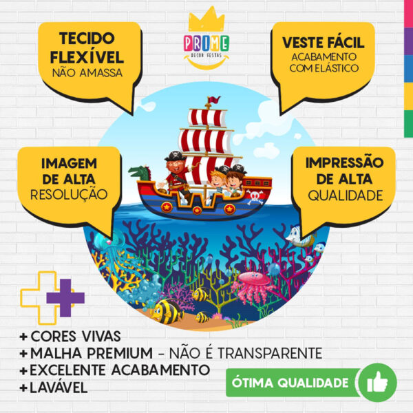 Painel Redondo 3D Pirata Baby Navio Tecido Sublimado - Image 3
