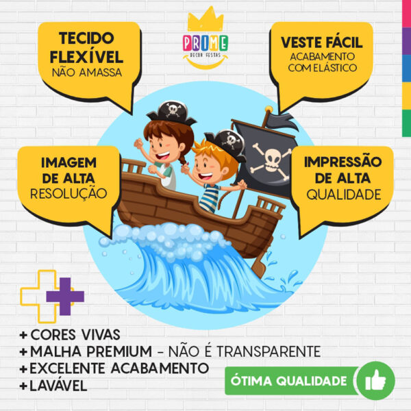 Painel Redondo 3D Pirata Baby Tecido Sublimado - Image 3