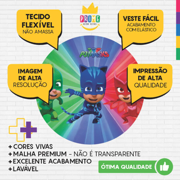 Painel Redondo 3D PJ Masks Tecido Sublimado - Image 3