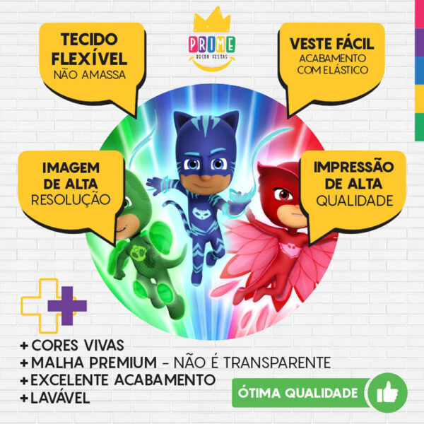 Painel Redondo 3D PJ Masks Tecido Sublimado - Image 3