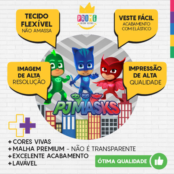 Painel Redondo 3D PJ Masks Tecido Sublimado - Image 3