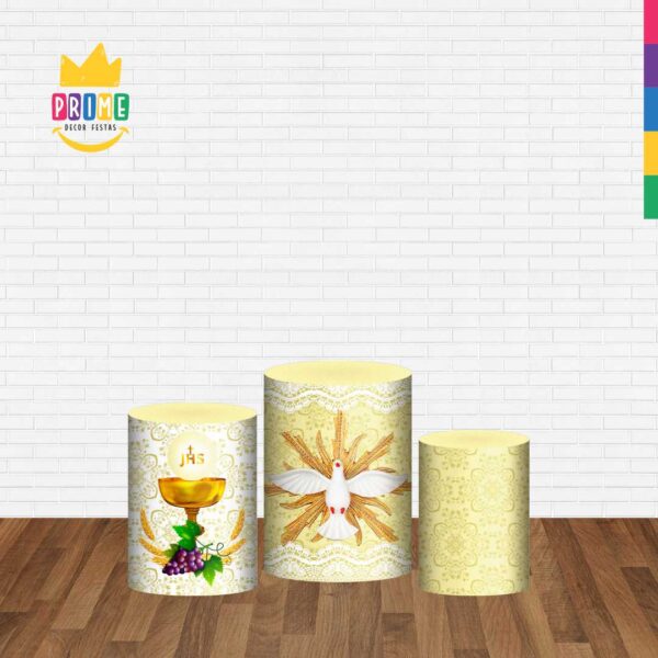Trio Capas Cilindros Sublimado Primeira Comunhão Tecido Veste Fácil - Image 2