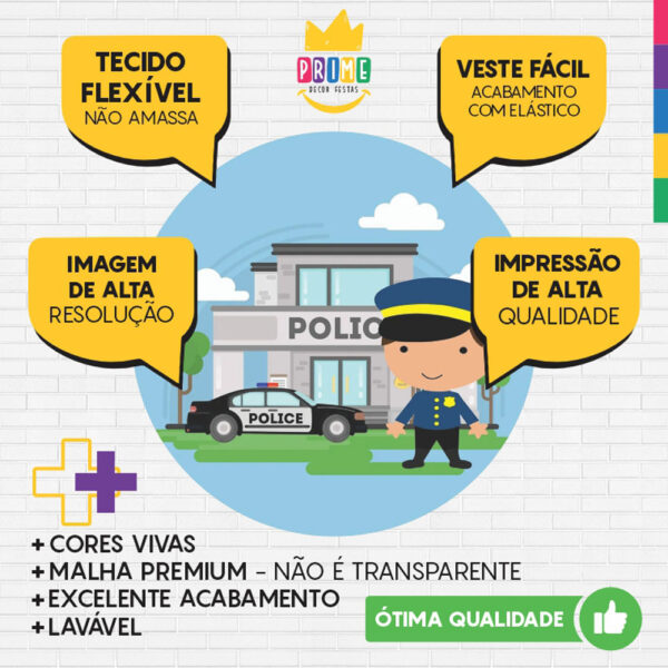 Painel Redondo 3D Policia Tecido Sublimado - Image 3