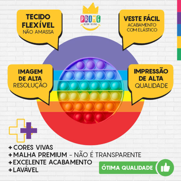Painel Redondo 3D Pop It Fidget Toys Tecido Sublimado - Image 3