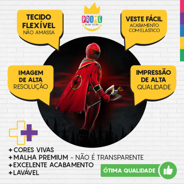 Painel Redondo 3D Power Rangers Tecido Sublimado - Image 3