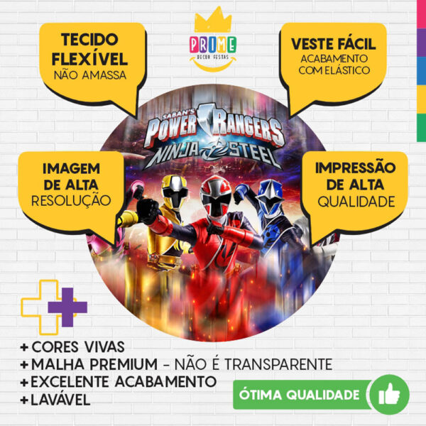 Painel Redondo 3D Power Rangers Tecido Sublimado - Image 3
