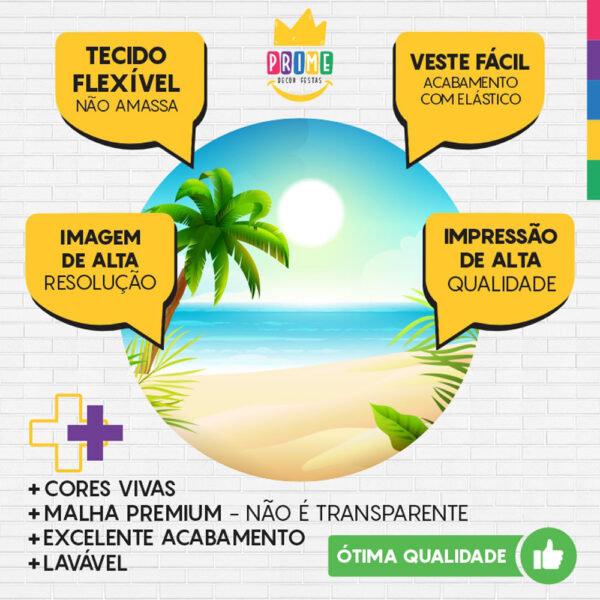 Painel Redondo 3D Praia Tecido Sublimado - Image 3