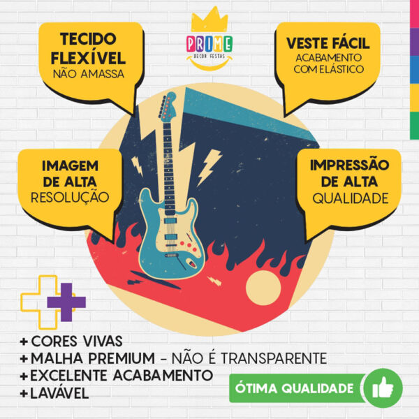 Painel Redondo 3D Rock Roll Tecido Sublimado - Image 3