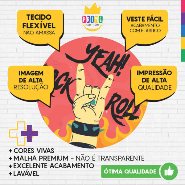 Painel Redondo 3D Rock Roll Tecido Sublimado - Image 3