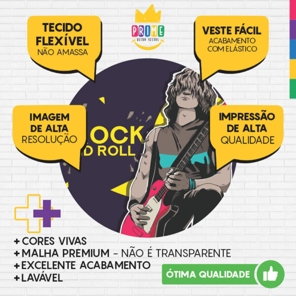 Painel Redondo 3D Rock Roll Tecido Sublimado - Image 3