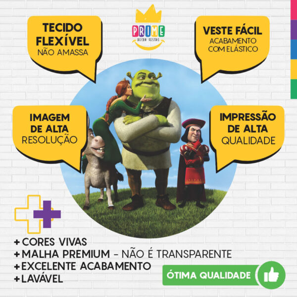 Painel Redondo 3D Shrek Tecido Sublimado - Image 3