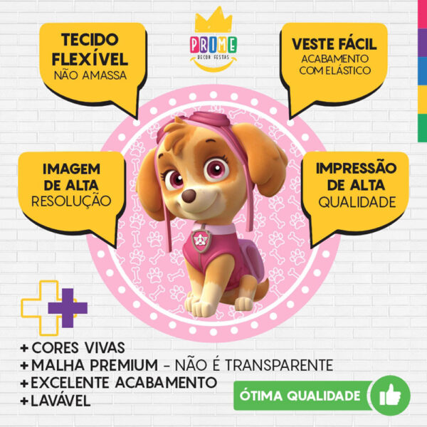 Painel Redondo 3D Skye Patrulha Canina Tecido Sublimado - Image 3