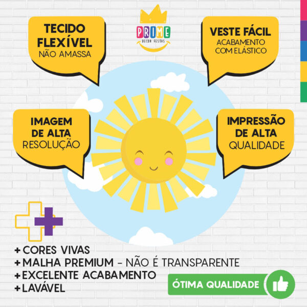 Painel Redondo 3D Sol Cute Tecido Sublimado - Image 3
