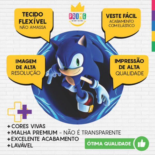 Painel Redondo 3D Sonic Tecido Sublimado - Image 3