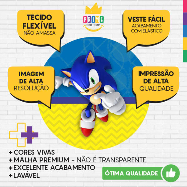 Painel Redondo 3D Sonic Tecido Sublimado - Image 3
