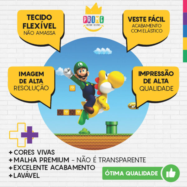 Painel Redondo 3D Super Mario Tecido Sublimado - Image 3