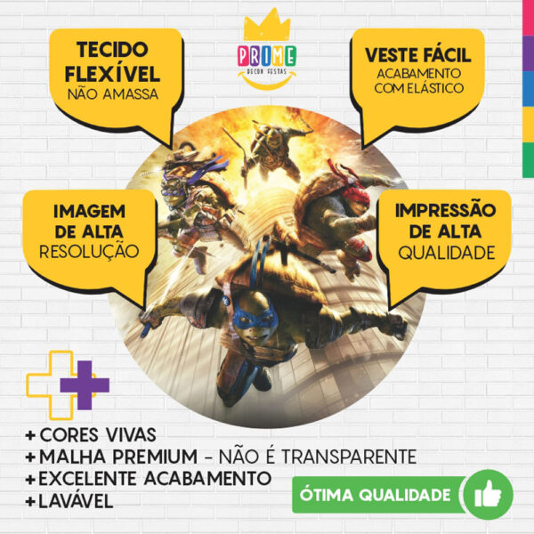 Painel Redondo 3D Tartarugas Ninjas Tecido Sublimado - Image 3