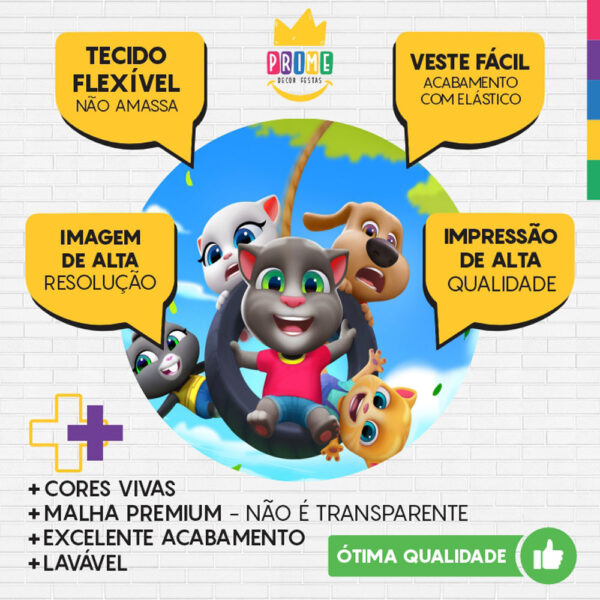 Painel Redondo 3D Tom e Seus Amigos Tecido Sublimado - Image 3