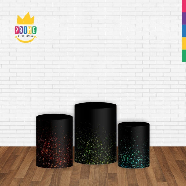 Trio Capa Cilindro Glitter 3d Em Tecido Com Elástico - Image 2