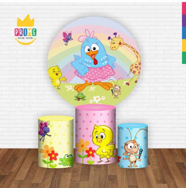 Trio Capa Cilindro + Painel Redondo 3D Galinha Pintadinha 1,50m Veste Fácil - Image 2