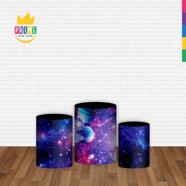 Trio Capa Cilindro Galáxia 3d Em Tecido Com Elástico - Image 2