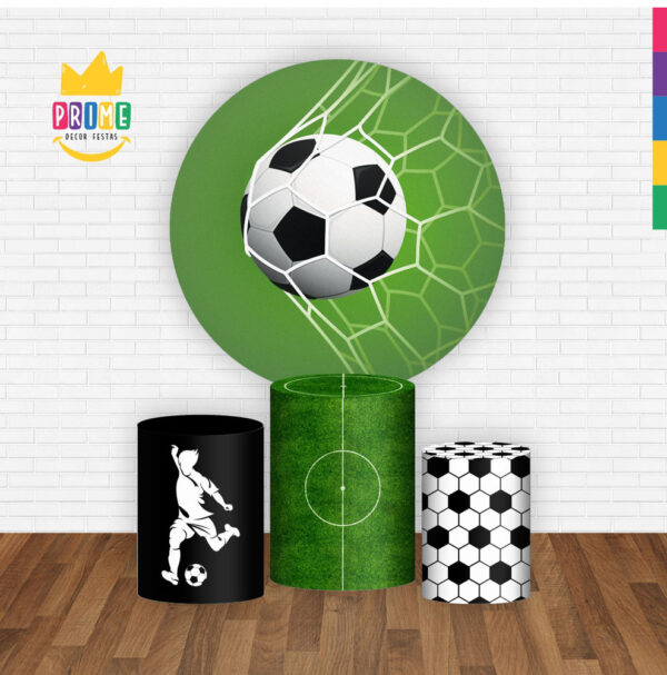 Trio Capa Cilindro + Painel Redondo 3D Futebol 1,50m Veste Fácil - Image 2