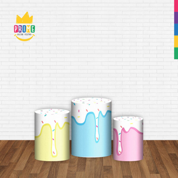 Trio Capa Cilindro Confeitaria 3d Em Tecido Com Elástico - Image 2